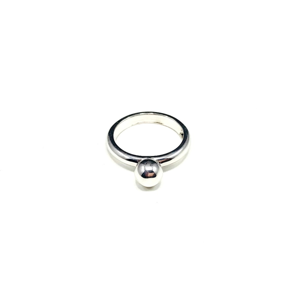 MINIMALIST Single Bead SILVER Ring Size 7.5